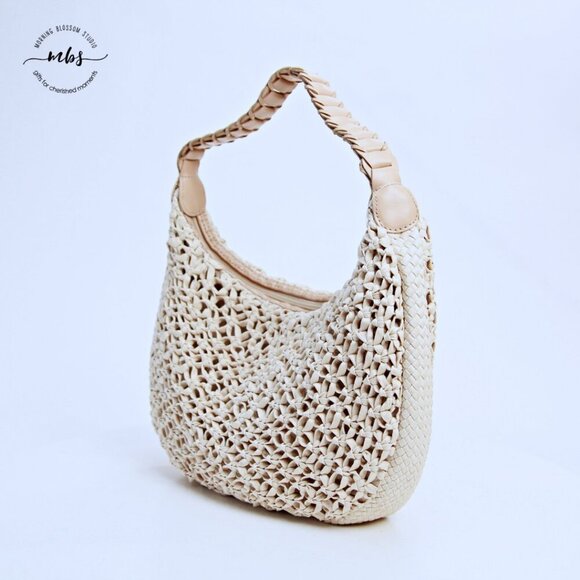 NWT Talbots Straw Shoulder Bag Beige - Picture 5 of 14